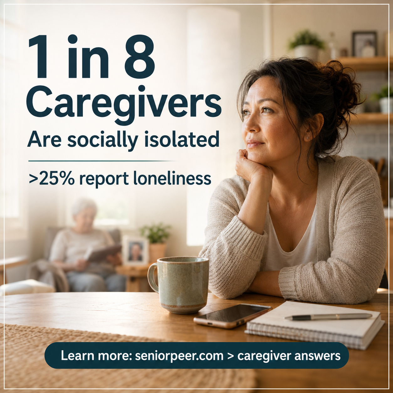 Older adult receiving companionship and engagement support at home